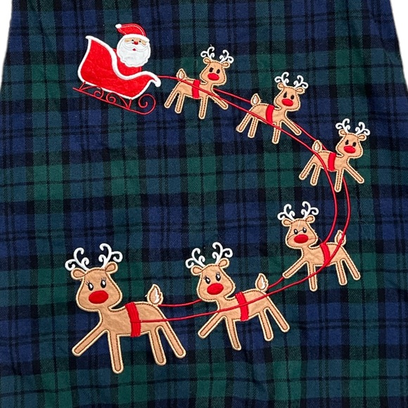 Vintage Rare Editions Santa and Sleigh Christmas Plaid Jumper - Picture 2 of 6